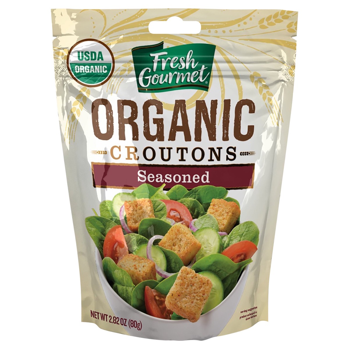 slide 1 of 3, Fresh Gourmet 2.82 Oz Organic Seasoned Croutons, Bag, 2.82 oz