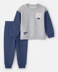 Carter's Toddler Boy Varsity French Terry Sweatshirt & Pant Set - Grey/Navy Multi 5T