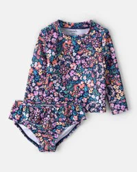 Carter's Baby Girl 2-Piece Floral Long-Sleeve Rashguard Swimsuit Set, 9M