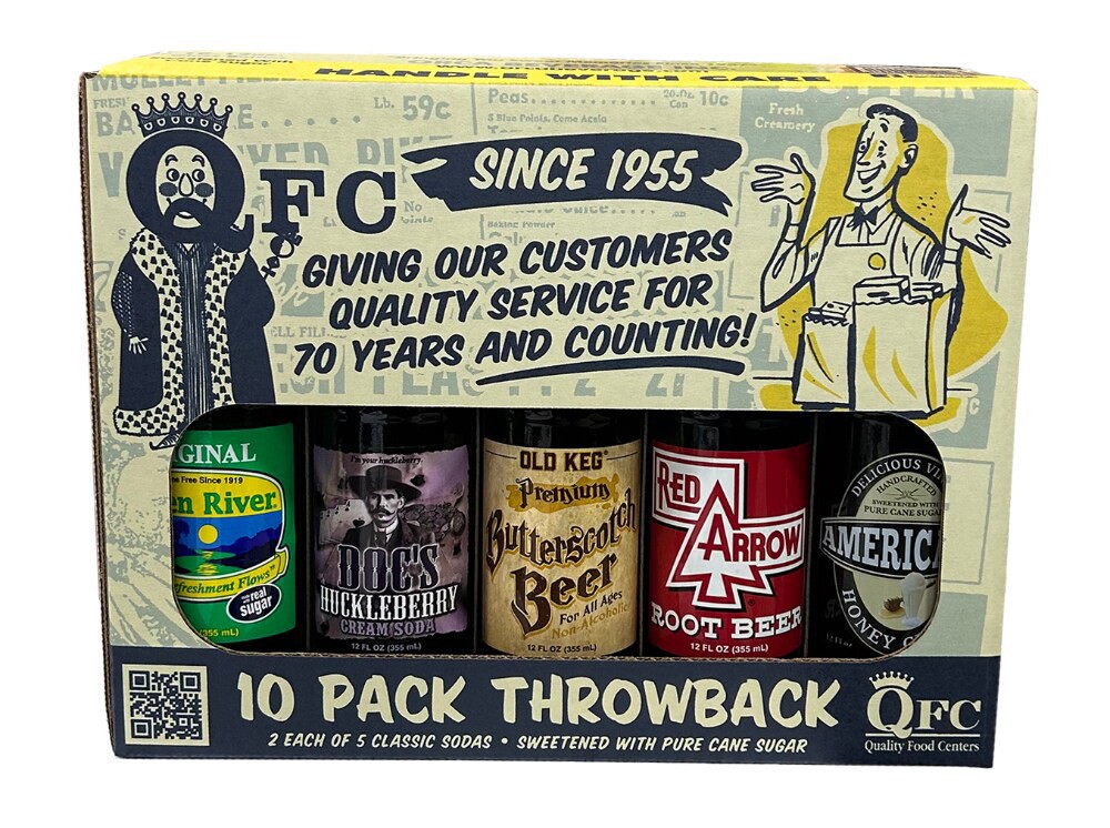 slide 1 of 1, QFC 70th Anniversary Variety Soda Pack, 10 ct