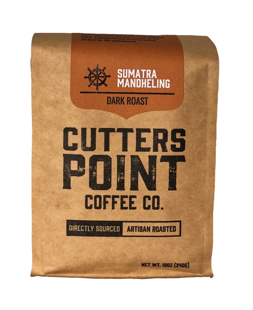 slide 1 of 1, Cutters Point Coffee Co. Sumatra Mandheling Whole Bean Coffee, 12 oz