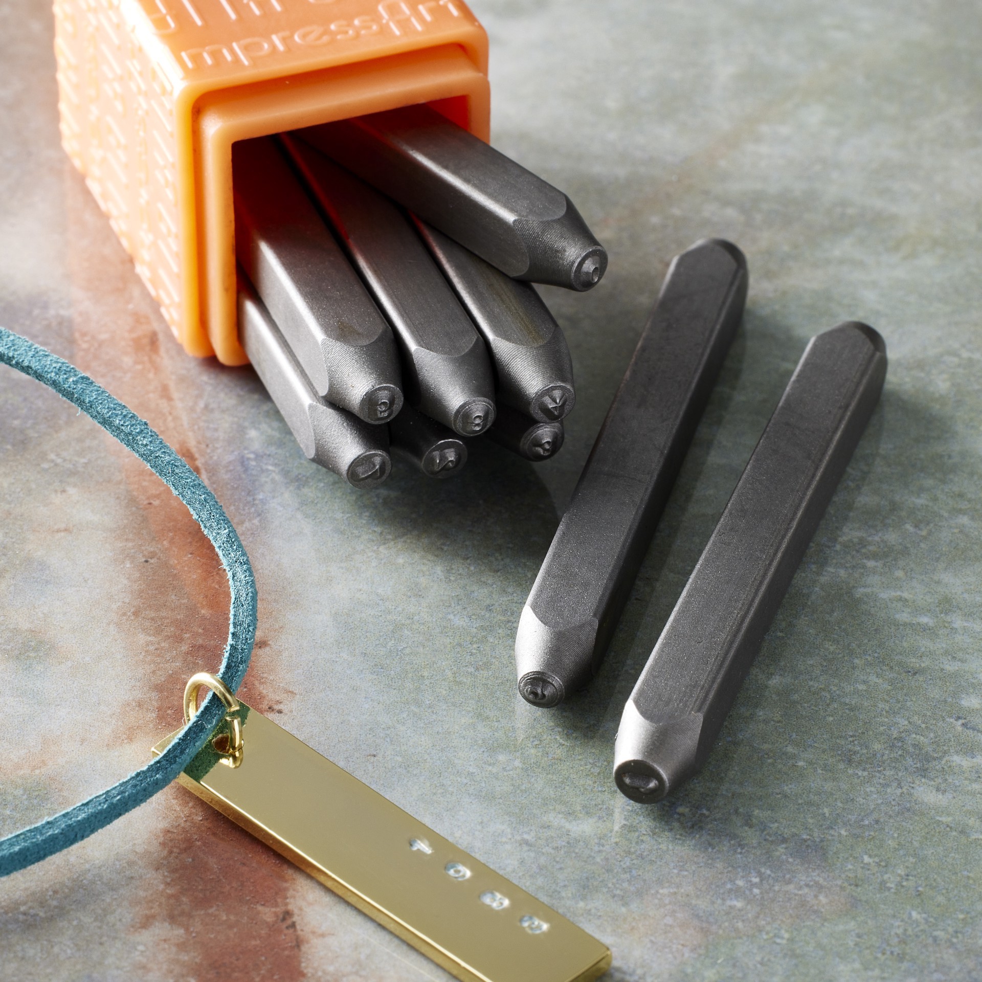 slide 2 of 3, Impressart Sans Serif Number Metal Stamp Set, 1.5 mm