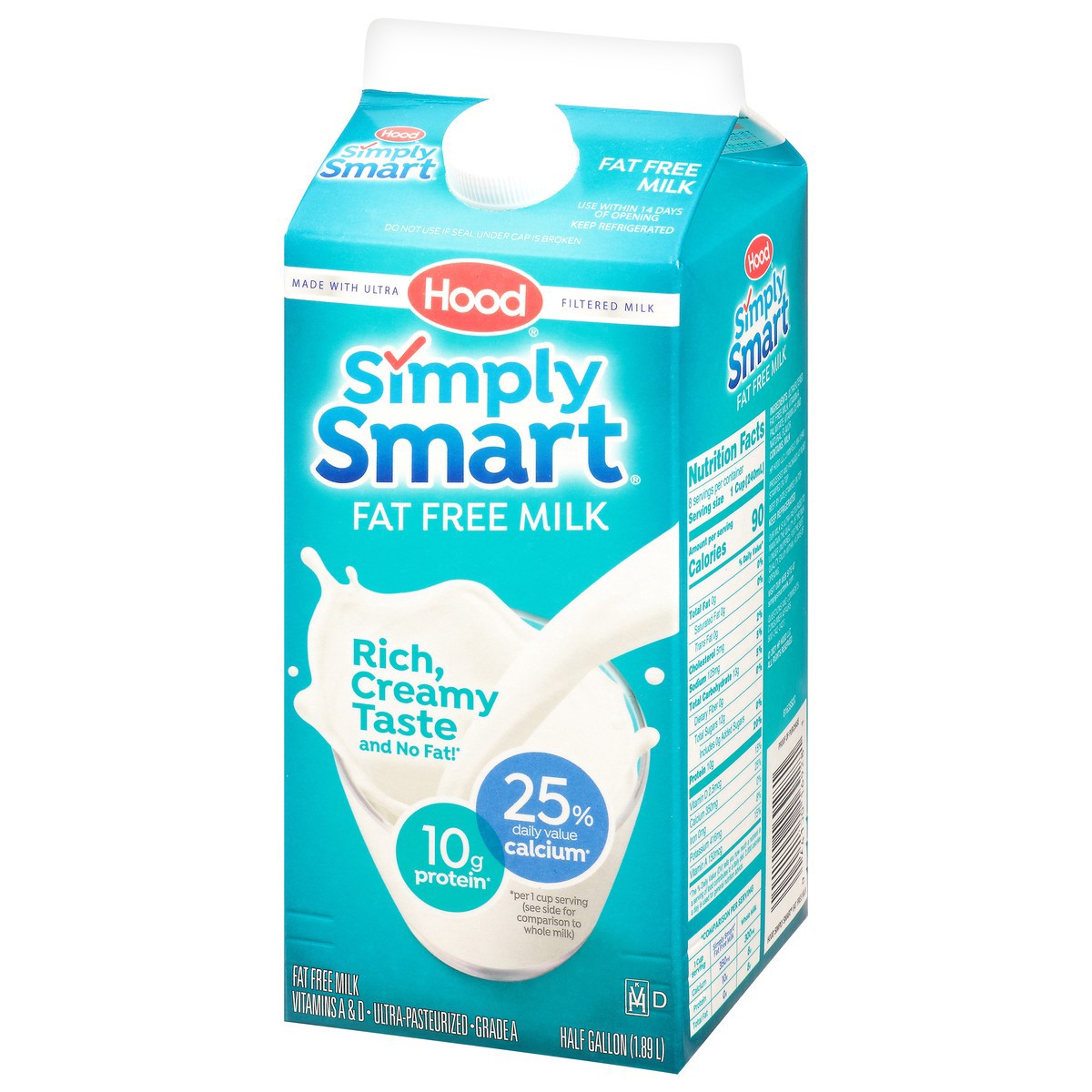 slide 10 of 16, Hood Simply Smart Fat Free Milk - 0.5gal, 1/2 gal