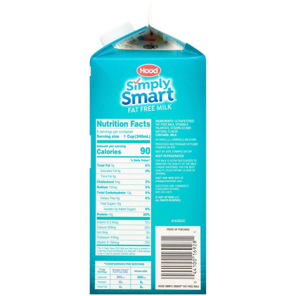 slide 16 of 16, Hood Simply Smart Fat Free Milk - 0.5gal, 1/2 gal