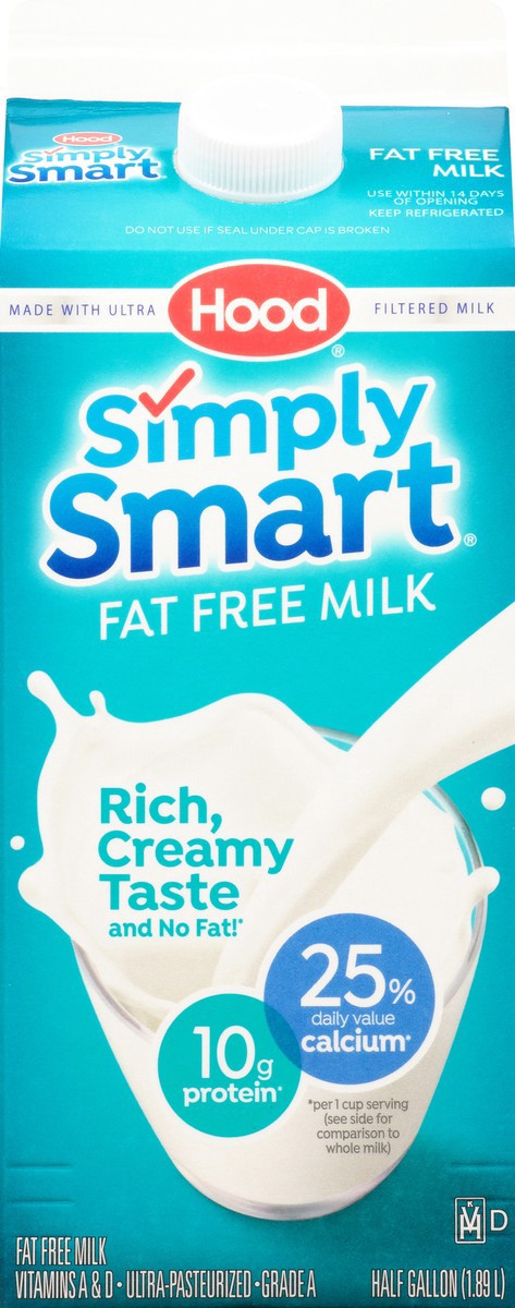 slide 9 of 16, Hood Simply Smart Fat Free Milk - 0.5gal, 1/2 gal