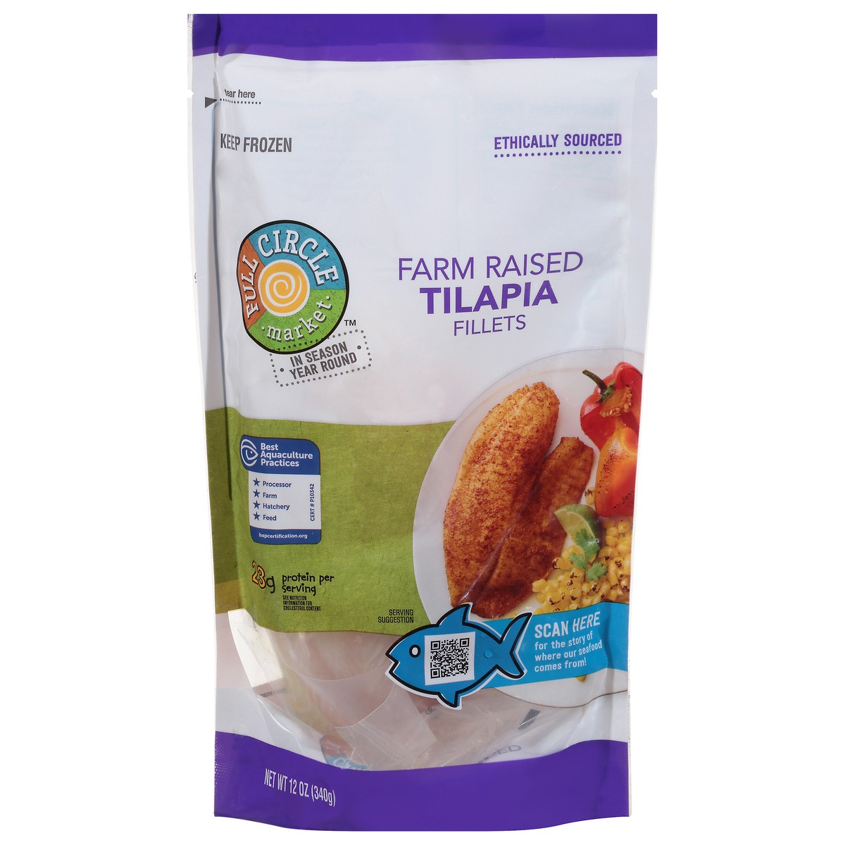slide 1 of 9, Full Circle Market Tilapia Fillets 12 oz, 12 oz