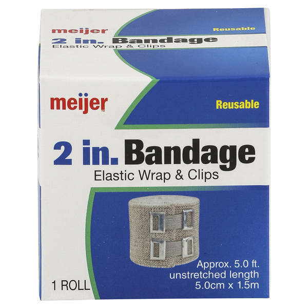 slide 1 of 3, Meijer 2 in. Bandage Elastic Wrap & Clips, 2 in