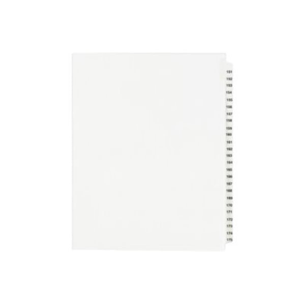 slide 2 of 2, Avery® 20% Recycled Preprinted Laminated Gold-Reinforced Tab Dividers, 8 1/2"" x 11"", White Dividers/White Tabs, 151-175, Pack Of 25, 25 ct