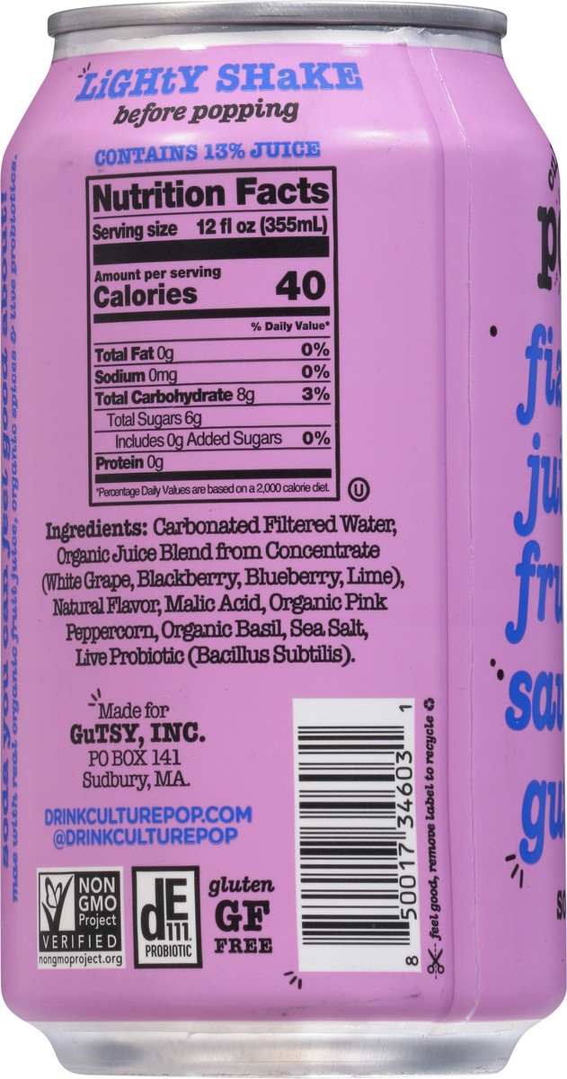 slide 6 of 9, Culture Pop Wild Berries & Lime Probiotic Soda 12 fl oz, 12 fl oz