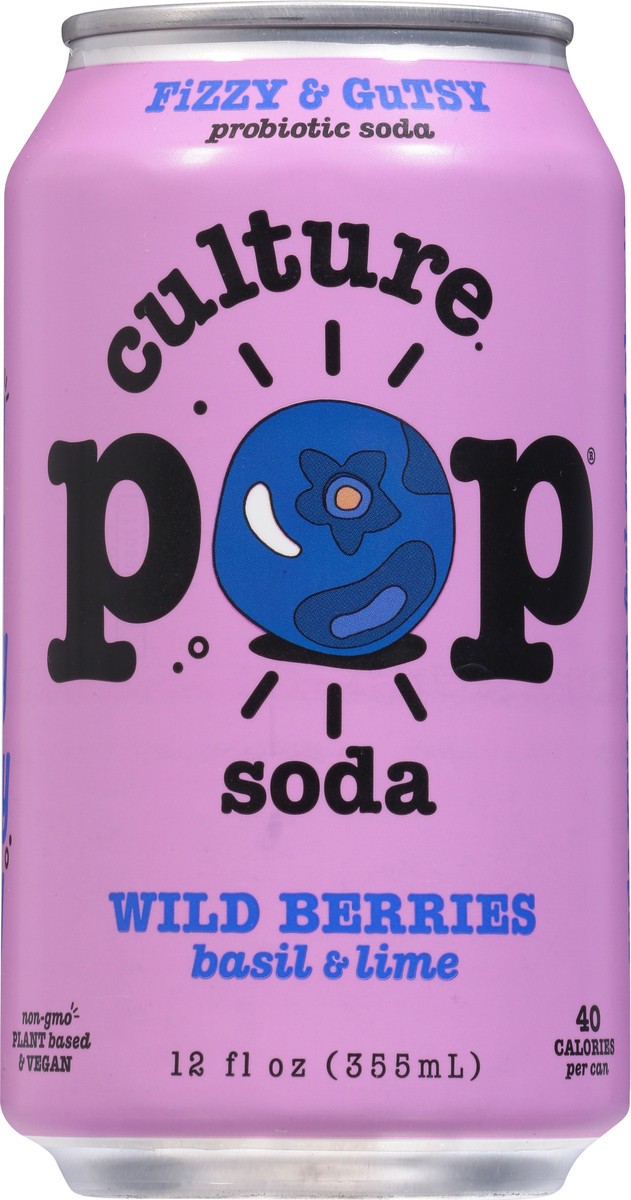 slide 9 of 9, Culture Pop Wild Berries & Lime Probiotic Soda 12 fl oz, 12 fl oz