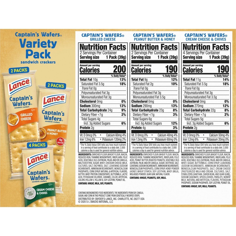 slide 5 of 6, Lance Variety Pack Captain's Wafer Cracker Sandwiches, 14 ct