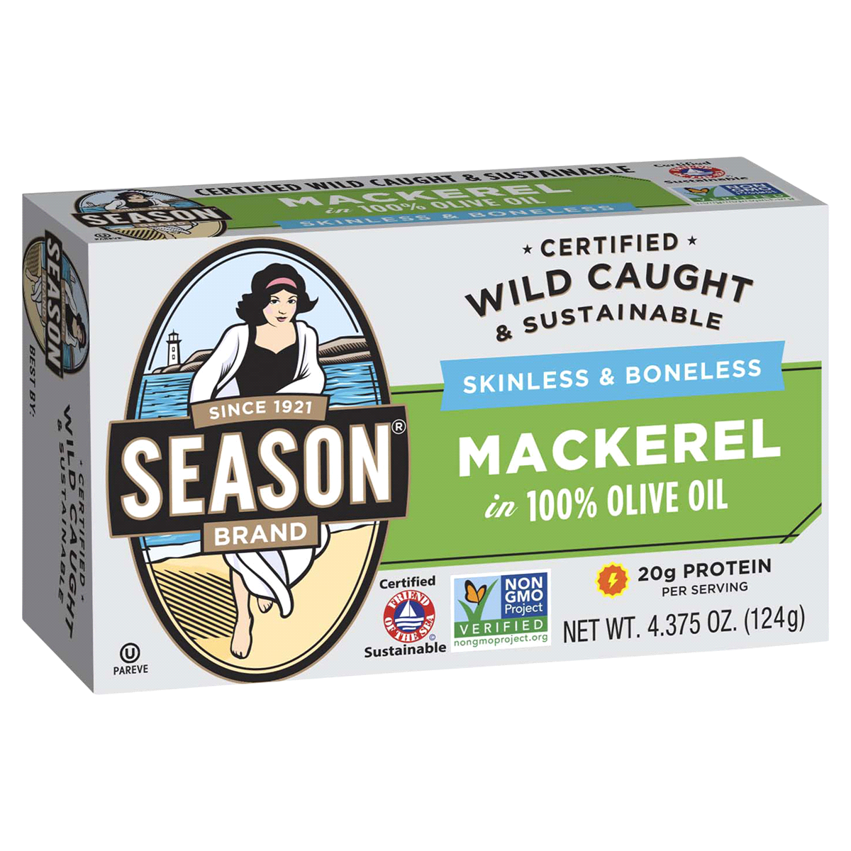 slide 1 of 4, Seasons Season Mackerels Fillets In Olive Oil, 4.375 oz