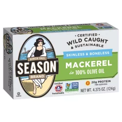 Season Skinless & Boneless Mackerel Fillets in 100% Olive Oil 4.375 oz