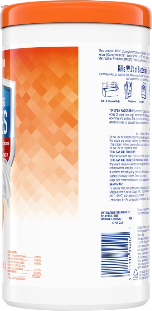 slide 4 of 4, Kroger Home Sense Orange Scent Disinfecting Wipes, 75 ct