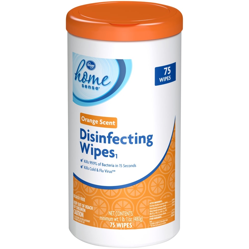 slide 1 of 1, Kroger Home Sense Orange Scent Disinfecting Wipes, 75 ct