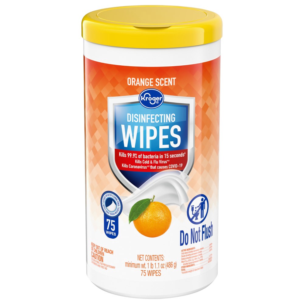 slide 1 of 4, Kroger Home Sense Orange Scent Disinfecting Wipes, 75 ct