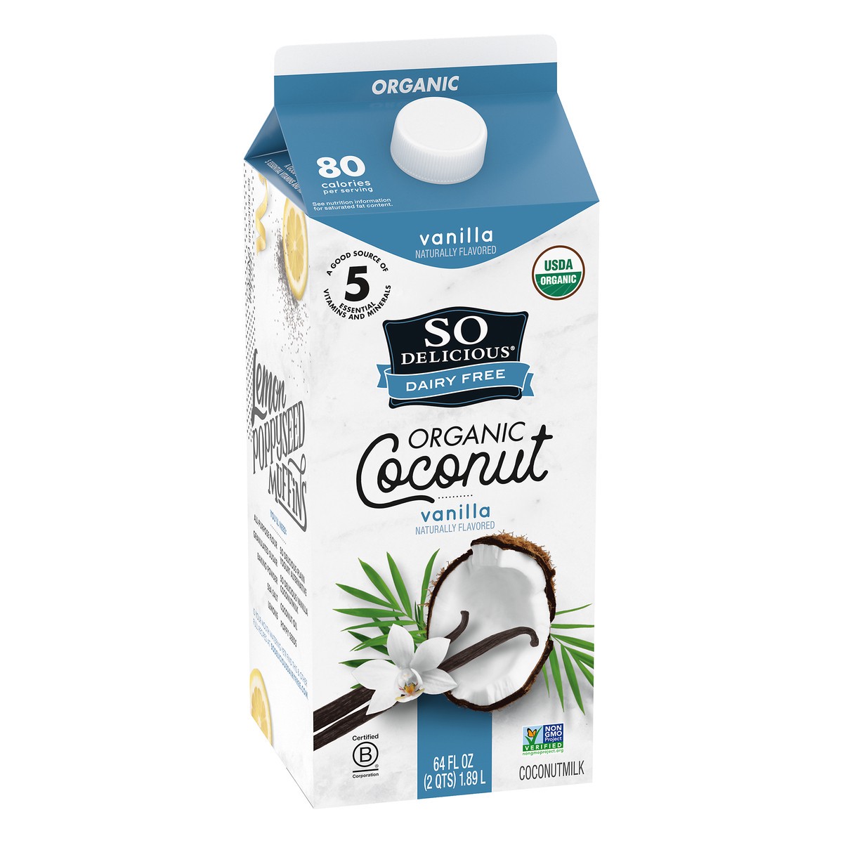 slide 6 of 10, So Delicious Dairy Free Organic Vanilla Coconutmilk 64 fl. oz. Carton, 1/2 gal