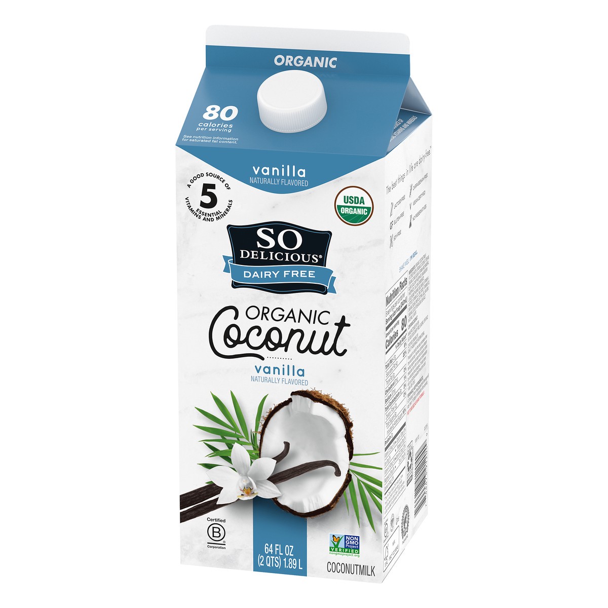 slide 2 of 10, So Delicious Dairy Free Organic Vanilla Coconutmilk 64 fl. oz. Carton, 1/2 gal