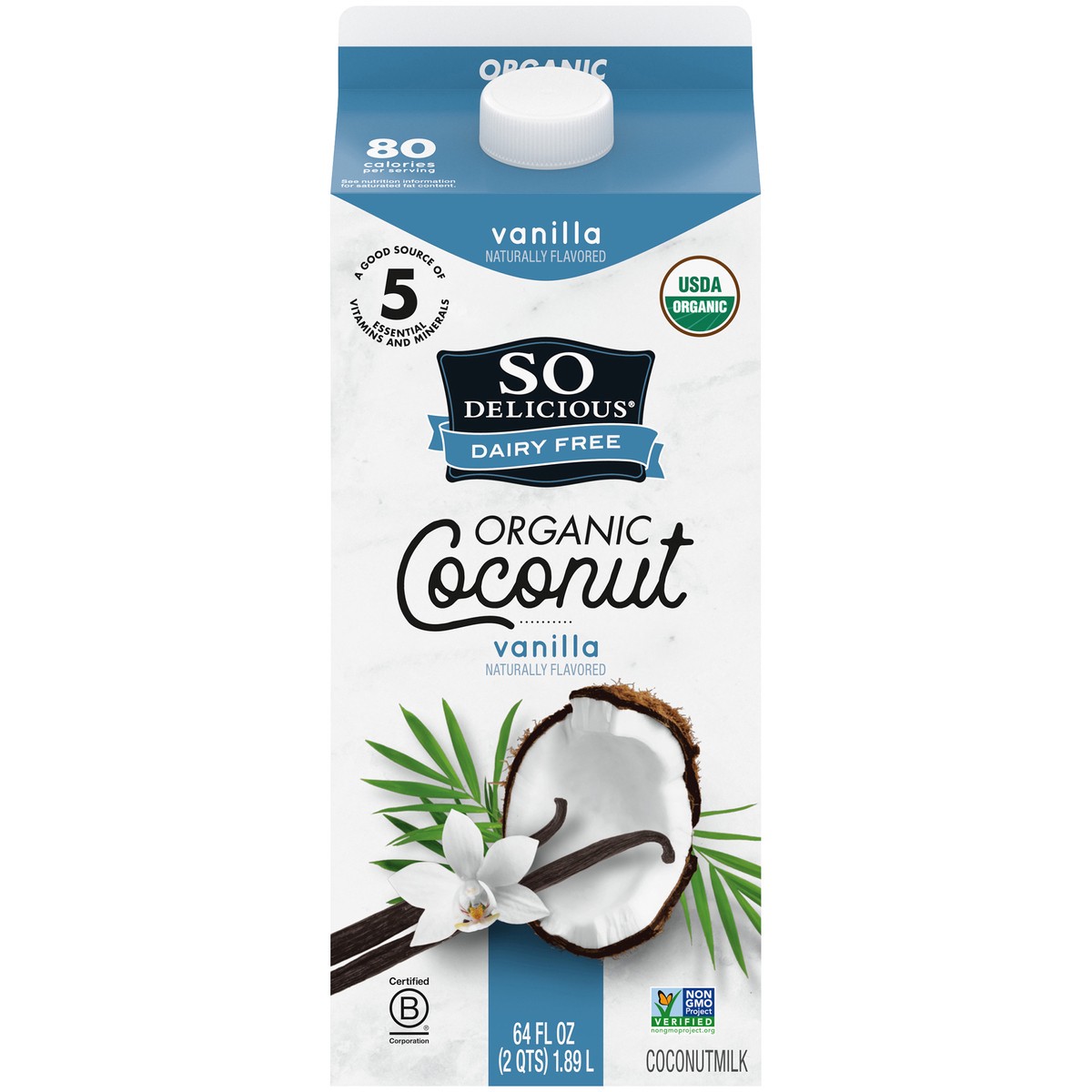 slide 1 of 10, So Delicious Dairy Free Organic Vanilla Coconutmilk 64 fl. oz. Carton, 1/2 gal