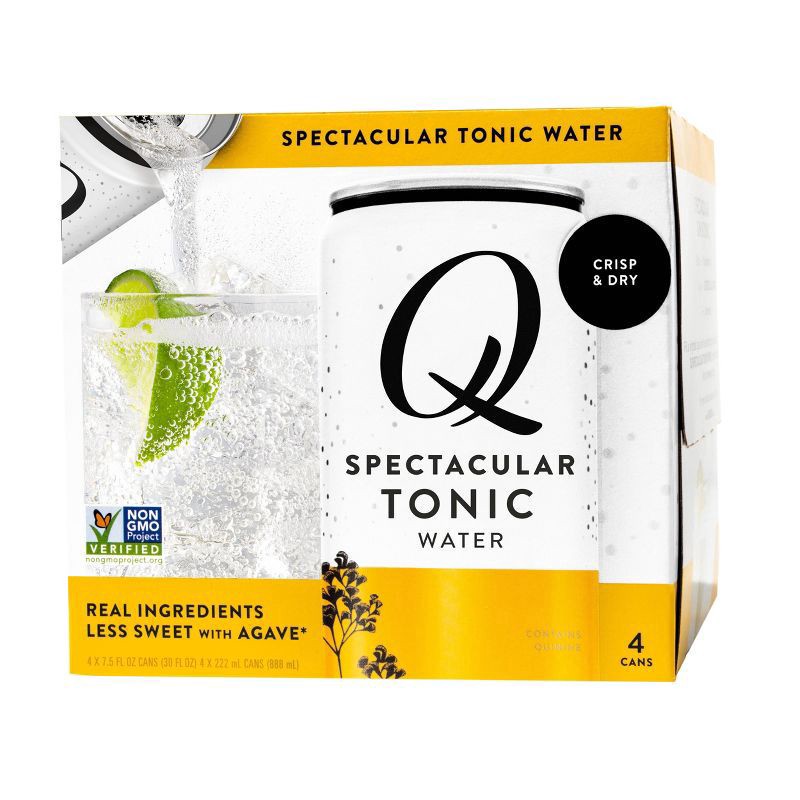slide 1 of 5, Q Mixers Tonic Water, Premium Cocktail Mixer with Real Ingredients, 7.5 Fl Oz (Pack 4), 4 ct; 7.5 oz