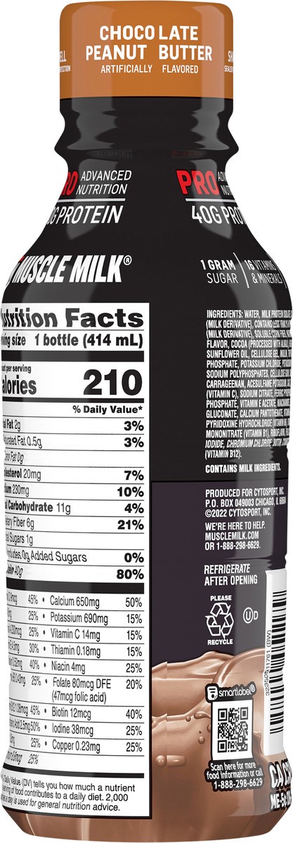 slide 3 of 3, Muscle Milk Protein Shake Chocolate Peanut Butter 14 Fluid Ounce, 14 fl oz