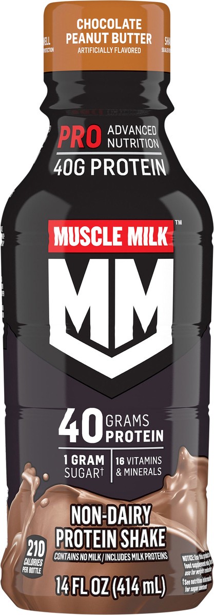 slide 2 of 3, Muscle Milk Protein Shake Chocolate Peanut Butter 14 Fluid Ounce, 14 fl oz