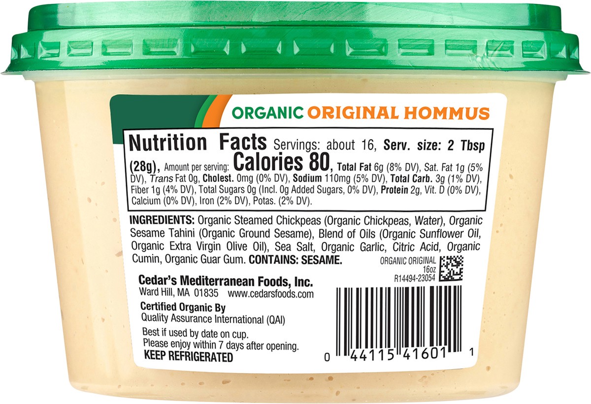 slide 2 of 4, Cedar's Hommus, Organic, Original, 16 oz