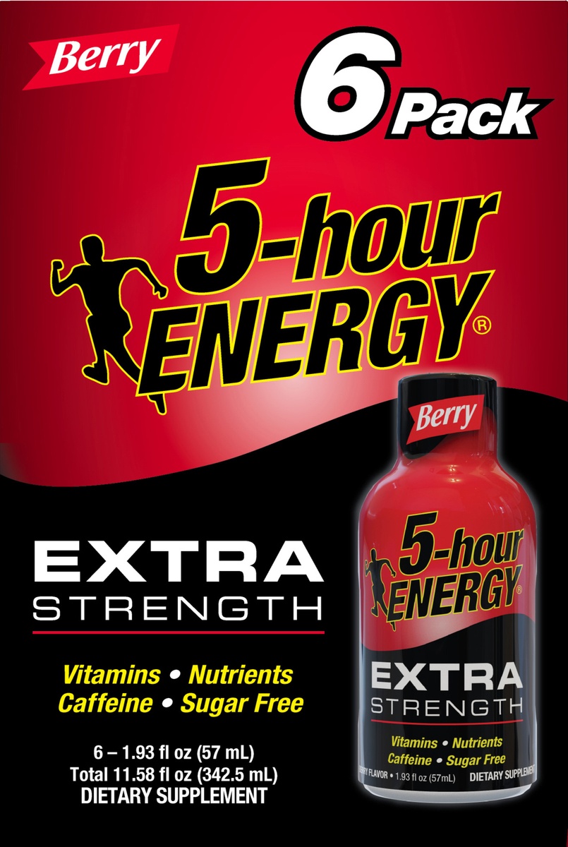slide 6 of 8, 5-hour ENERGY Shot, Extra Strength, Berry, 6 ct