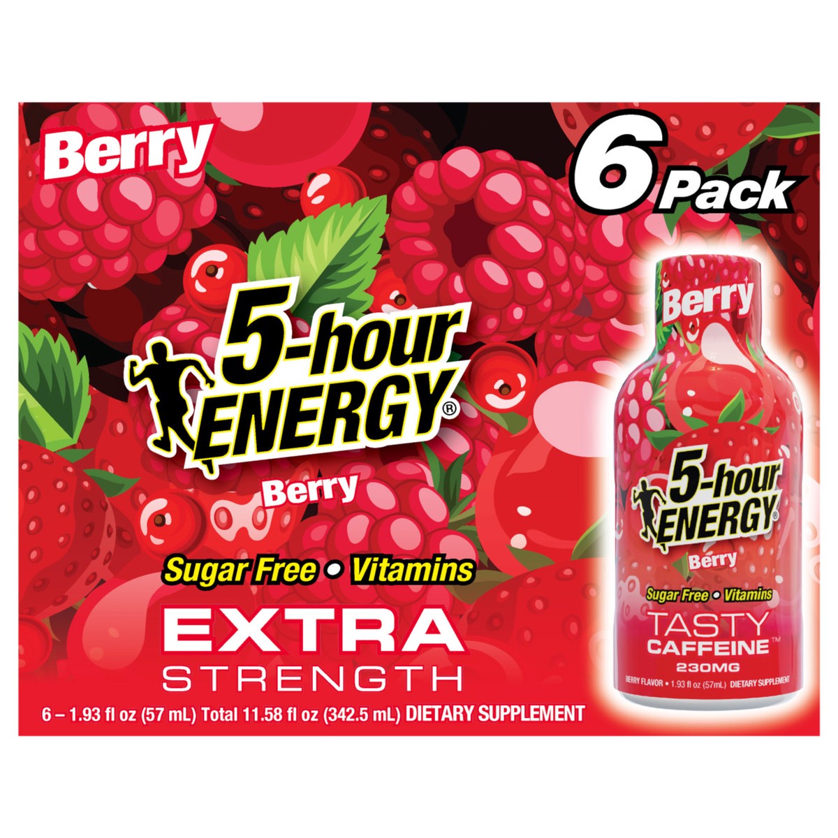 slide 1 of 11, 5-hour ENERGY, Extra Strength, Berry, 6 Pack, 1.93 oz., 1.93 fl oz