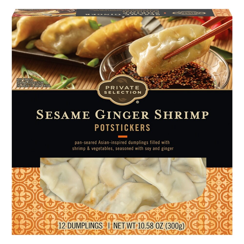 slide 2 of 3, Private Selection Sesame Ginger Shrimp Potstickers, 12 ct; 10.58 oz