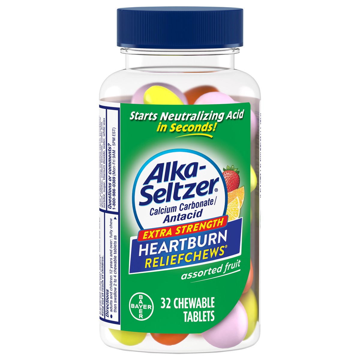 slide 1 of 1, Alka-Seltzer Extra Strength Heartburn Relief Chews Assorted Fruit, 32 ct