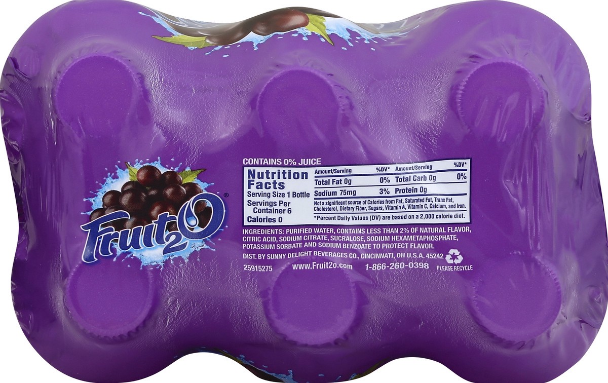 slide 4 of 4, Fruit2O Grape Flavored Water, 6 Count, 16 FL OZ Bottles, 16 oz