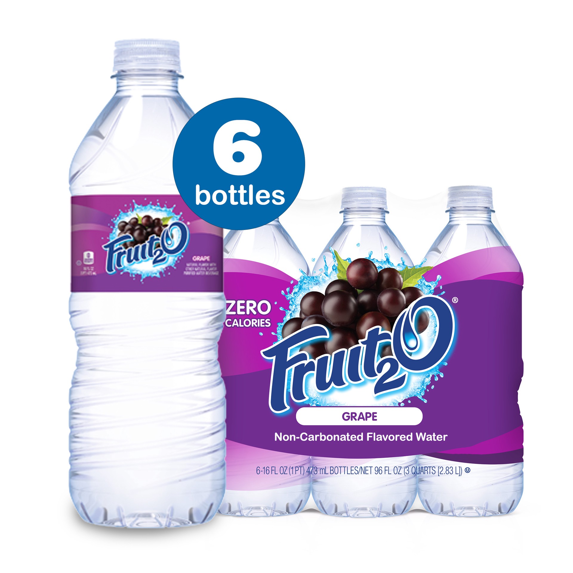 slide 1 of 4, Fruit2O Grape Flavored Water, 6 Count, 16 FL OZ Bottles, 16 oz