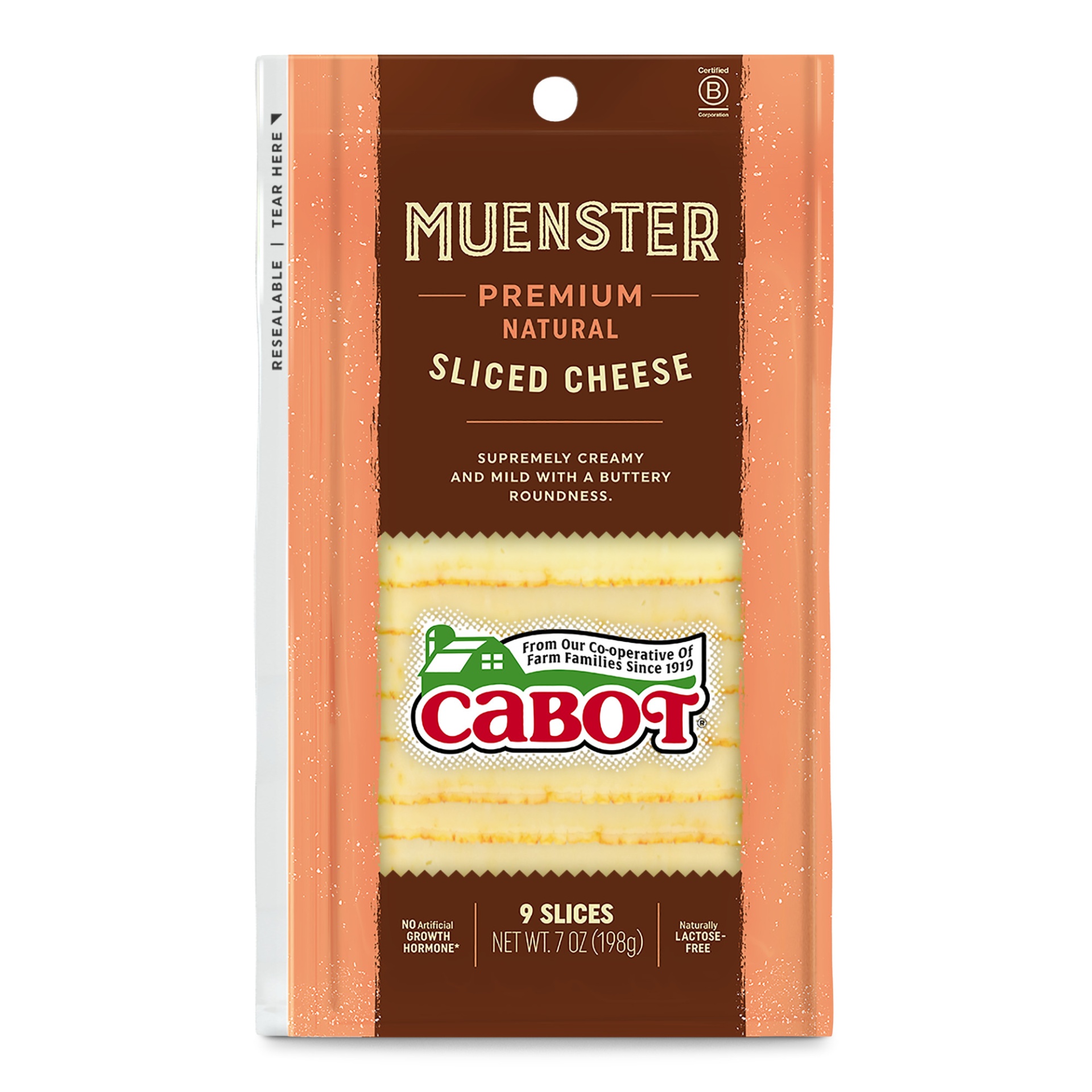 slide 1 of 2, Cabot Muenster Sliced Cheese, 7 oz
