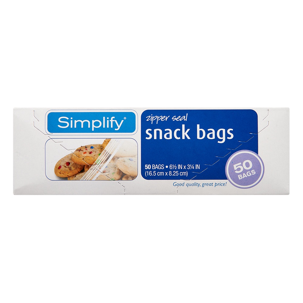 slide 1 of 2, Simplify Zipper Seal Snack Bags, 50 ct