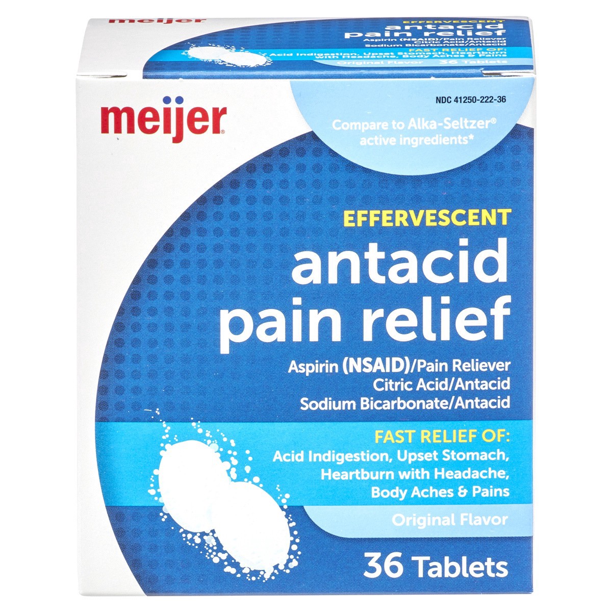 slide 1 of 29, Meijer Effervescent Antacid/Pain Relief, 36 ct