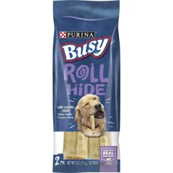 Busy Purina Busy Rawhide Large Breed Dog Bones, Rollhide - 2 ct. Pouch