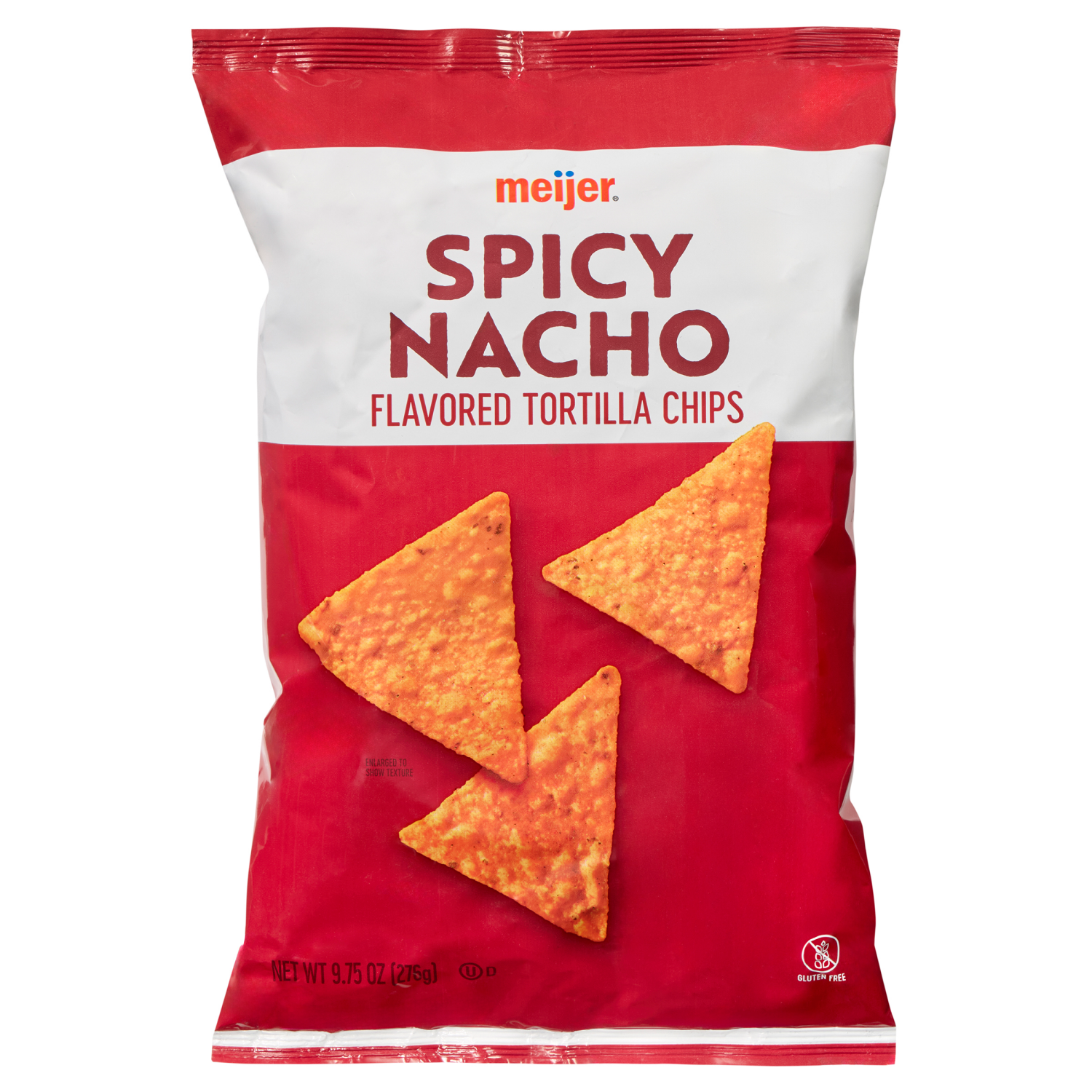 slide 1 of 2, Meijer Spicy Nacho Tortilla Chips, 10 oz