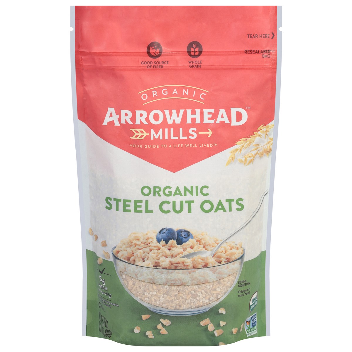 slide 1 of 9, Arrowhead Mills Organic Gluten Free Steel Cut Oats, 24 oz