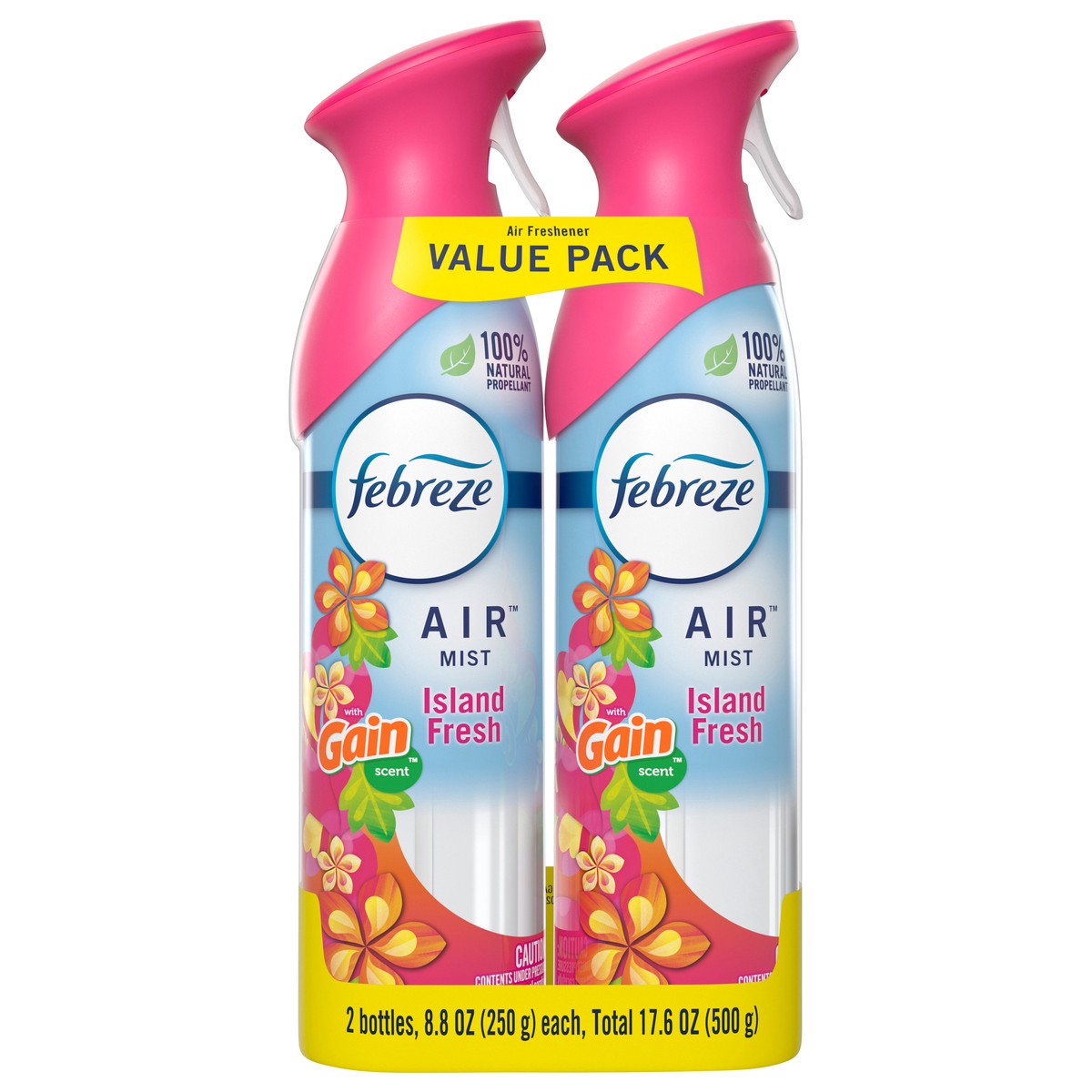 slide 4 of 7, Febreze Air Freshener Spray, Odor-Fighting Room Spray, Gain Island Fresh Scent, 8.8oz, 2 Count, 2 ct
