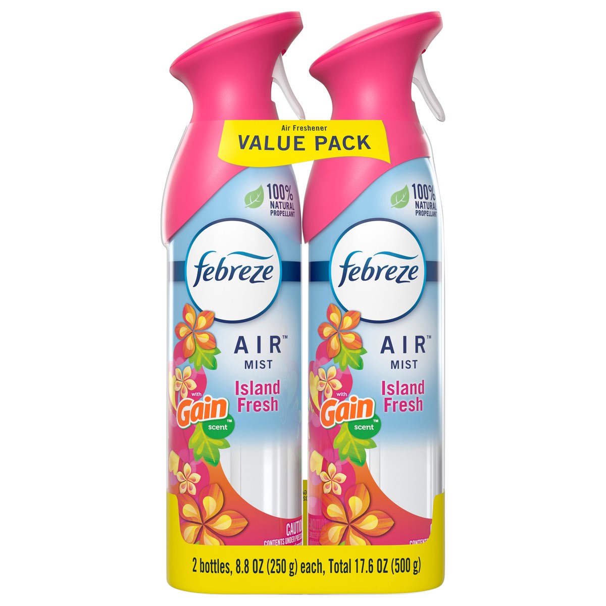 slide 1 of 7, Febreze Air Freshener Spray, Odor-Fighting Room Spray, Gain Island Fresh Scent, 8.8oz, 2 Count, 2 ct