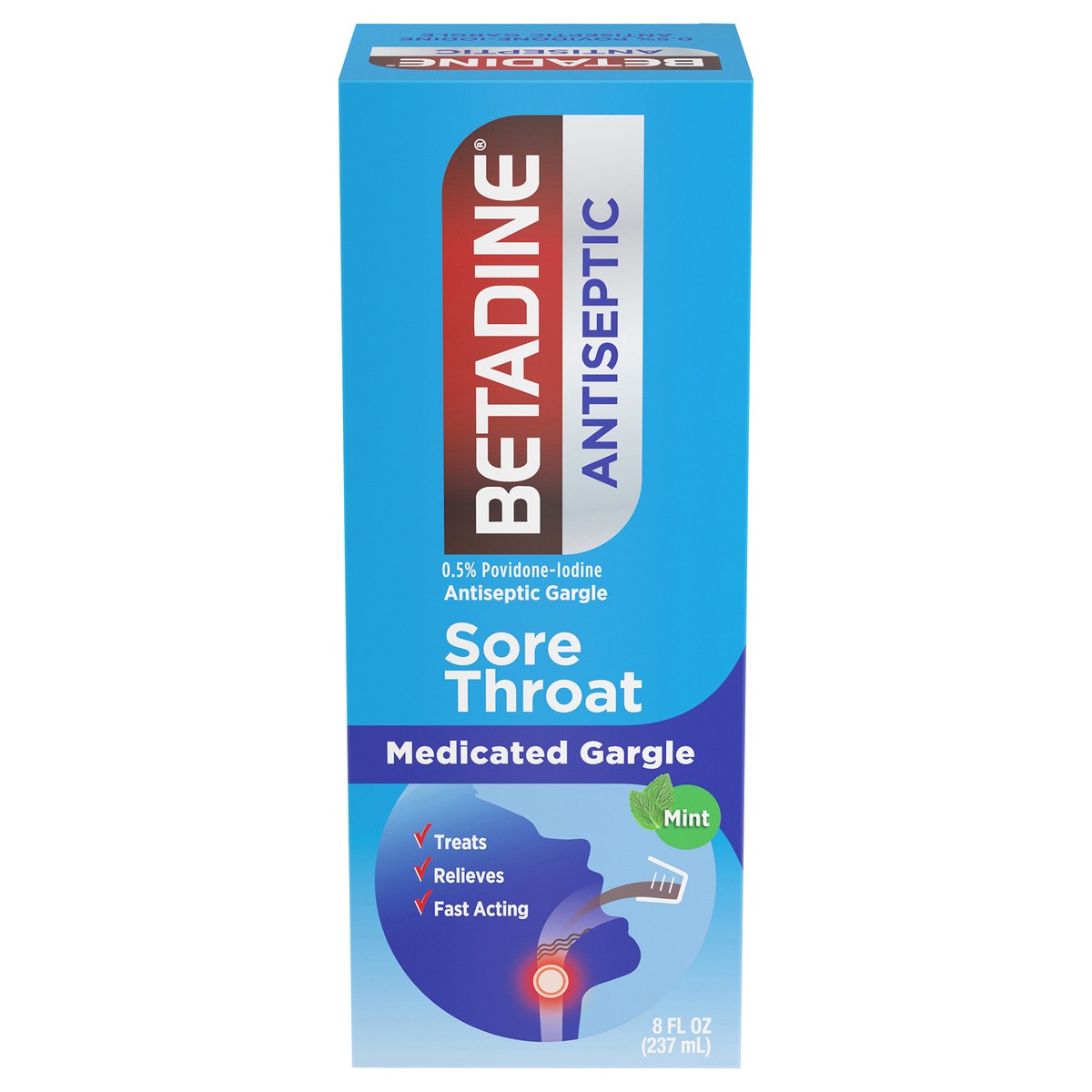 slide 1 of 9, Betadine Antiseptic Sore Throat Gargle, 8 oz