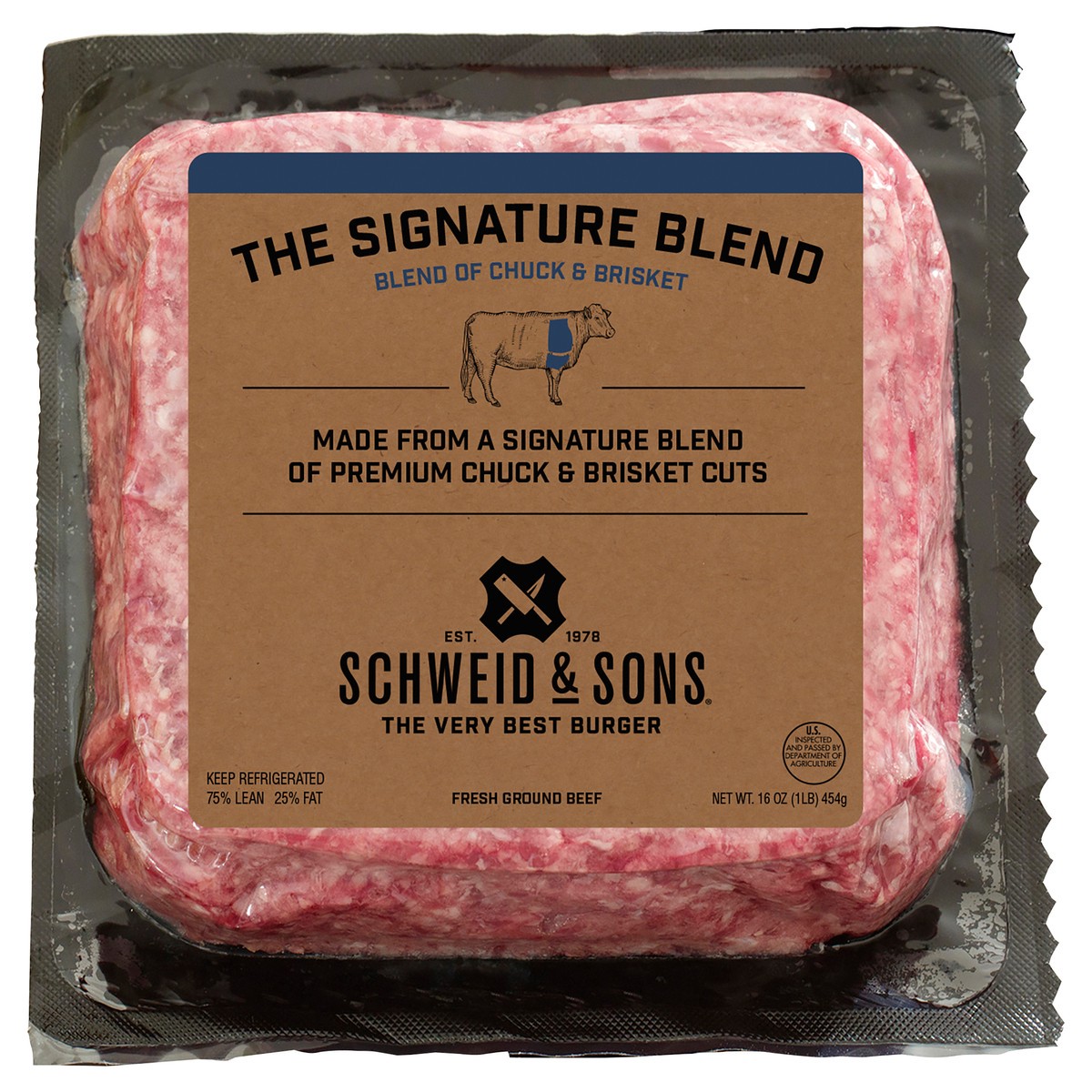 slide 12 of 13, Schweid & Sons Retail Fresh The Signature Blend Brick 12/1 lb 75/25, 16 oz