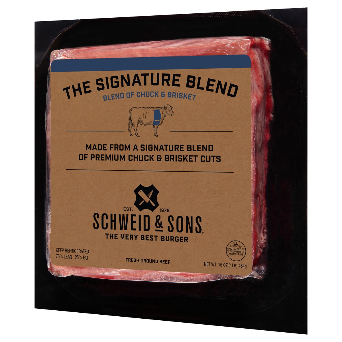 slide 11 of 13, Schweid & Sons Retail Fresh The Signature Blend Brick 12/1 lb 75/25, 16 oz