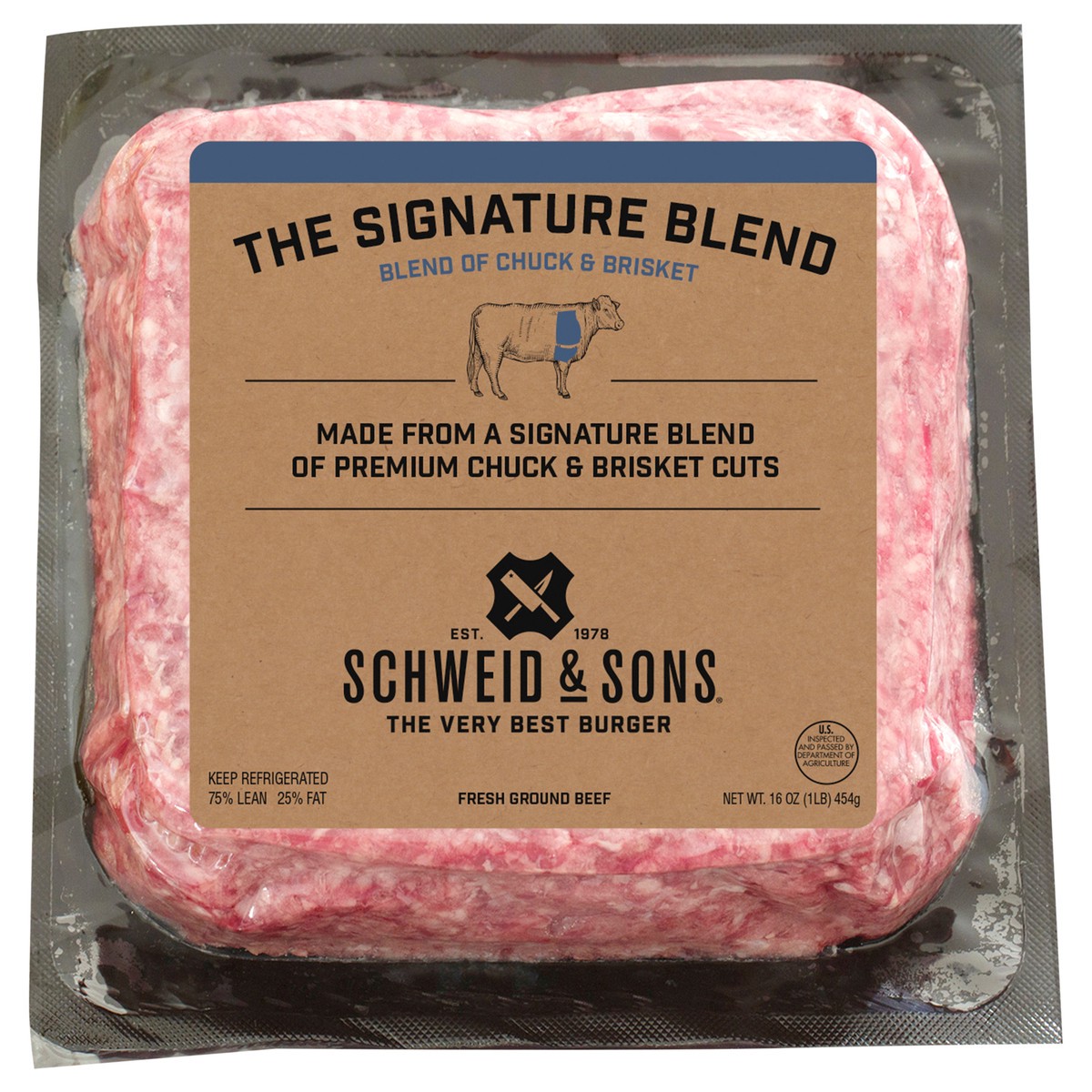 slide 1 of 13, Schweid & Sons Retail Fresh The Signature Blend Brick 12/1 lb 75/25, 16 oz