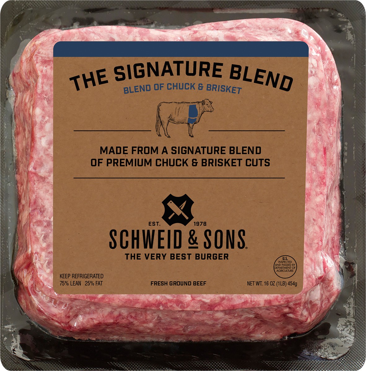 slide 10 of 13, Schweid & Sons Retail Fresh The Signature Blend Brick 12/1 lb 75/25, 16 oz