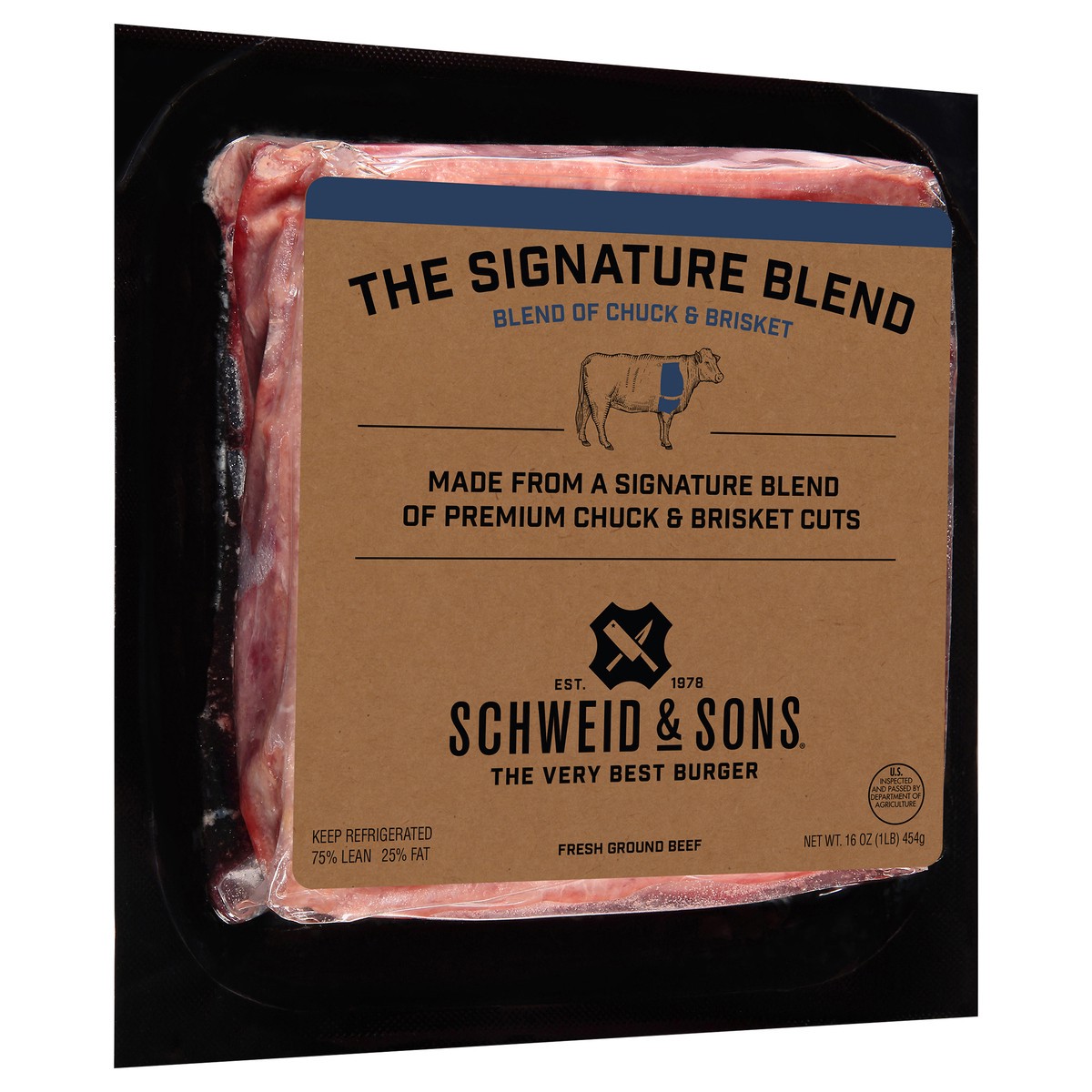 slide 8 of 13, Schweid & Sons Retail Fresh The Signature Blend Brick 12/1 lb 75/25, 16 oz