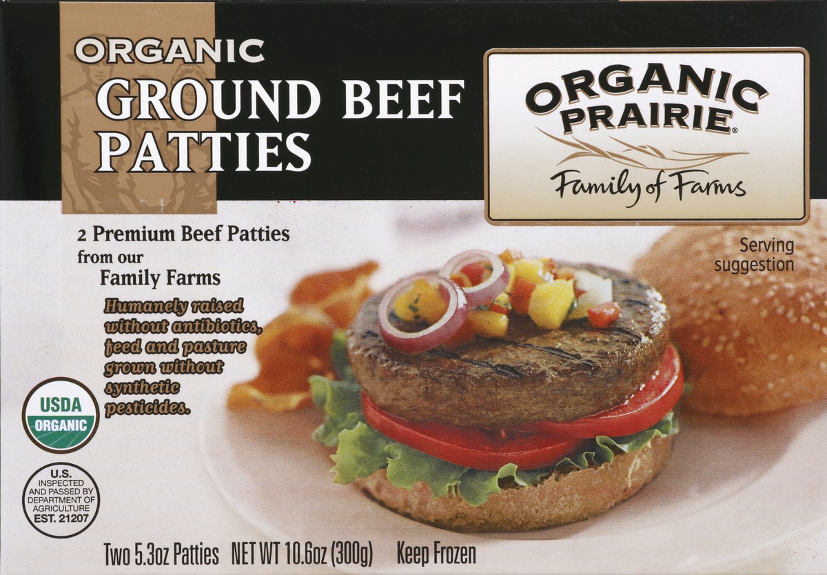 slide 4 of 4, Organic Prairie Ground Beef Patties, 2 ct; 5.3 oz