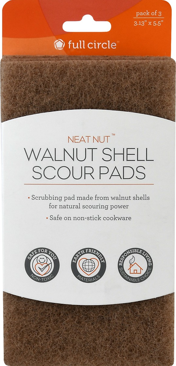 slide 9 of 10, Full Circle Neat Nut Walnut Shell Scour Pads 3 ea, 3 ct