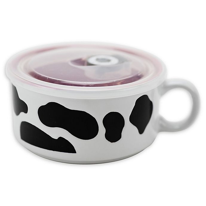 slide 1 of 1, Boston Warehouse Trading Co. Cow Soup Mug with Lid, 1 ct